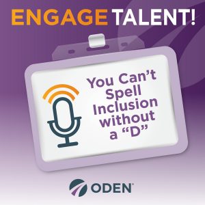 Engage Talent graphic with a microphone for podcast