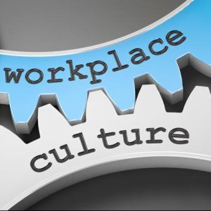 Workplace culture written on cogs
