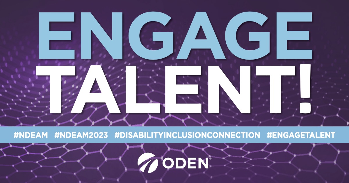 Purple Background with text: Engage Talent. #NDEAM, #NDEAM2023, #DisabilityInclusionConnection, #EngageTalent